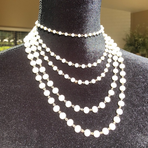 Vintage Jewelry - White Bead Cascade Layered Waterfall Necklace 🩷NWOT🩷